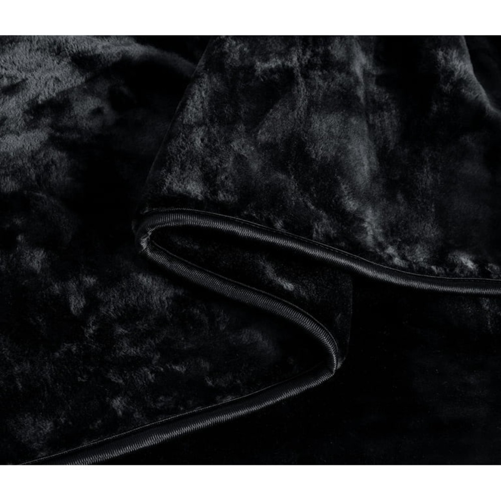 Plush Velvet Black Bed Blanket - king Soft Luxury Throw - Picture 5 of 7